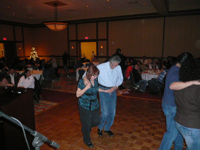 Saddle Lake Xmas party,Pat Shirt and wife dancing